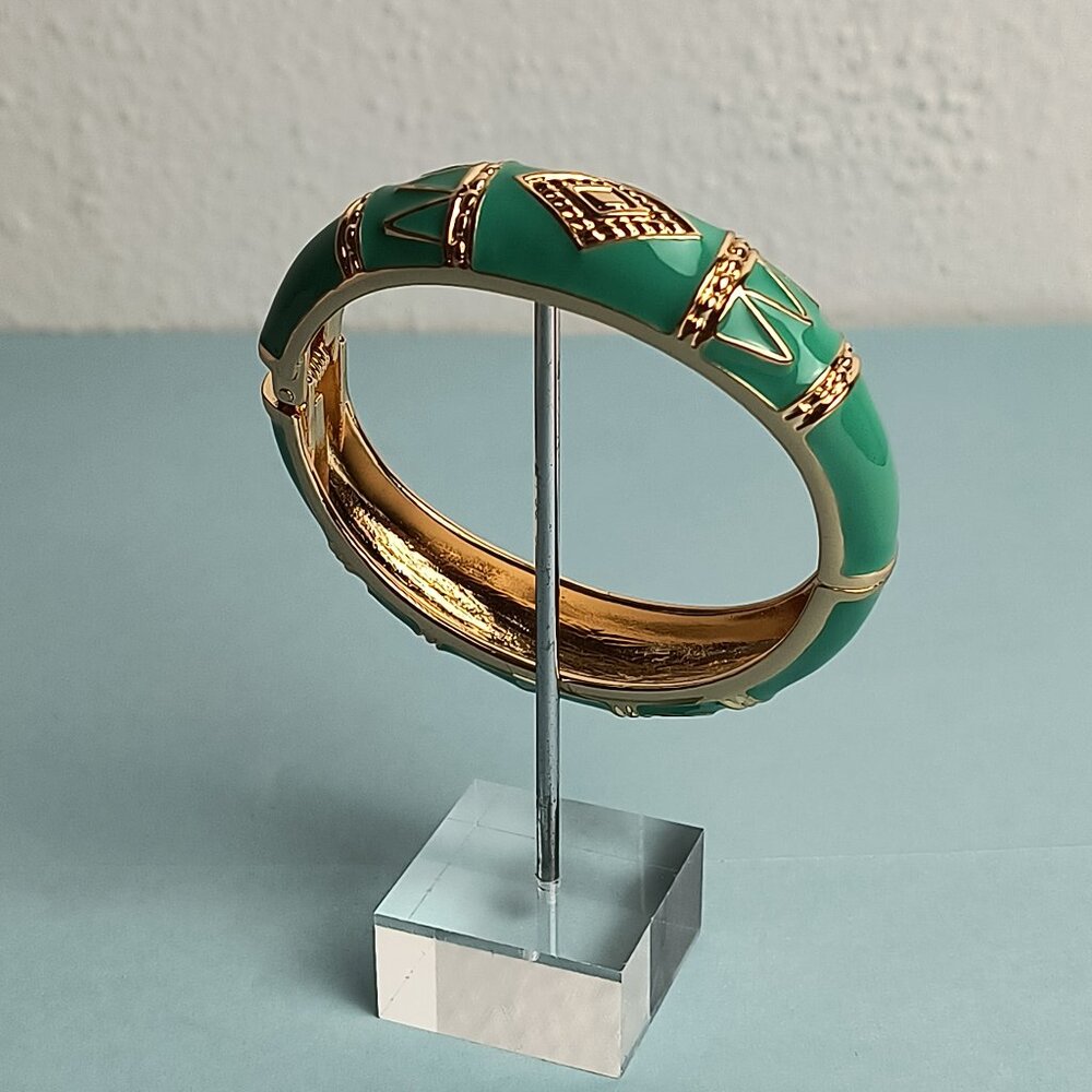 COPY - Statement Enamel Southwestern Hinged Clamper Bangle Bracelet Aqua Green …
